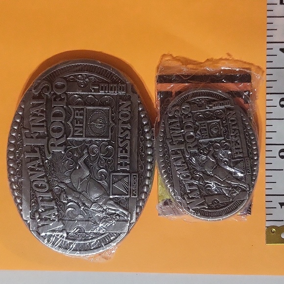 HESSTON NATIONAL FINALS RODEO BELT BUCKLES DAD AND SON OR DAUGHTER 1998
